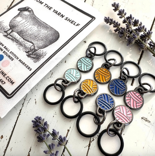 Set de marcadores esmaltados "Yarn Ball stitches" 🧶