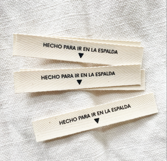 Pack de etiquetas de algodón "Hecho para ir en la espalda"