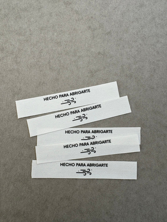 Pack de etiquetas de algodón 
"Hecho para abrigarte"