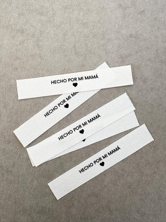 Pack de etiquetas de algodón 
"Hecho por mi mamá"