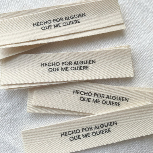 Pack de etiquetas de algodón 
"Hecho por alguien que me quiere"